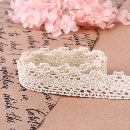 Knitted lace, 20 mm × 10 ± 1 m, beige color-2