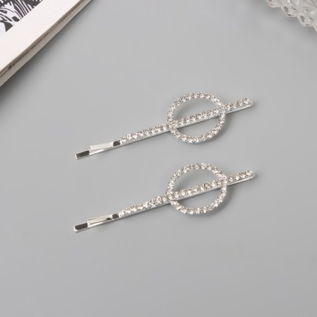 Invisible hair "Heidi" (set 2 pcs) sparkling, 6 cm, silver