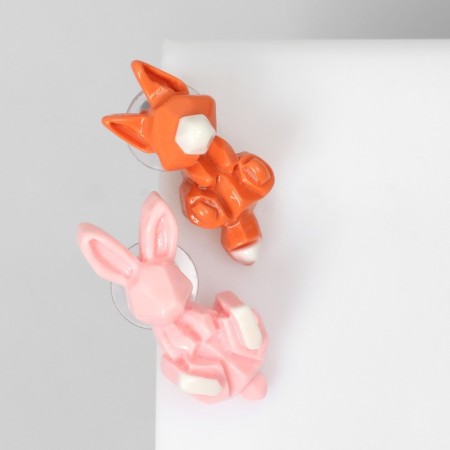 Earrings plastic "Abstraction" Hare and Fox, Pink-Orange color-2