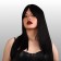 Artificial wig, with a bang, imitation of the skin, 60 cm, black color