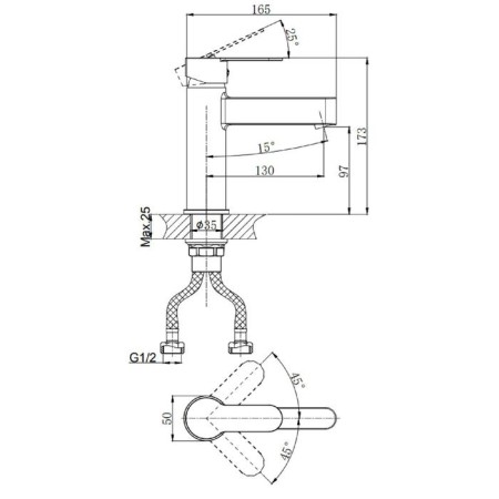 Mixer for the rush Tenerife TE2835-11, single-leaf, chromium-1