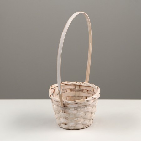 Wicker basket, D13 x h9.5/28 cm, bamboo, gray