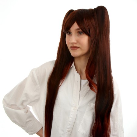 Carnival wig "anime" brown color with tails-1