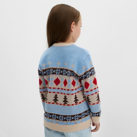 New Year. Knitted children's katan scandinavia size 32 (110-116 cm), blue-6
