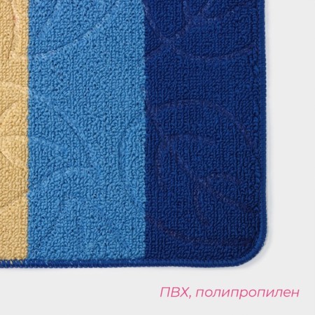 House rug of the share "Leaves", 40 × 60 cm, blue color-1