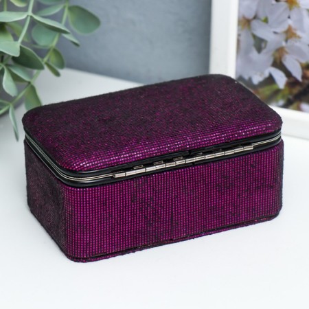 Casket to the leatherette for jewelry "Small squares. Violet" 6x7x12 cm-3