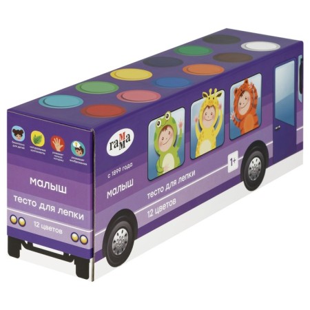 Modeling dough, 12 colors, 720g, gamma "Baby Bus", cardboard packaging (366993)-6