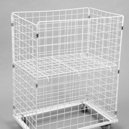 The basket-drill is folding, on wheels, 1 shelf, 60 × 40 × 80 cm, white color-8