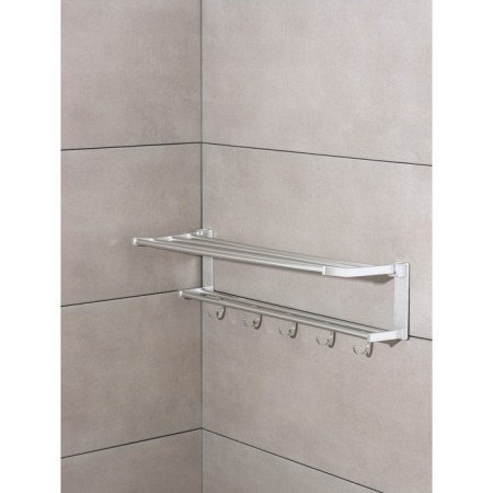 Foal shelf with a holder of towels, 5 moving hooks, 59.5 × 20.5 × 15 cm, aluminum-4