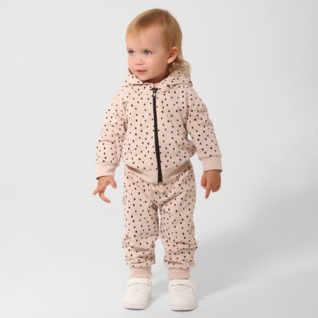 Set: Jumper with zipper and pants crumb I "Kisa", height 68-74 cm, beige