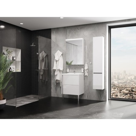 Aquaton Stone Carder Mirror, 60 cm, white color-6