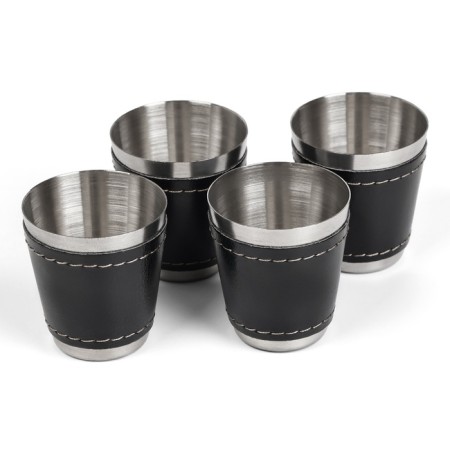 Set 7 in 1: Flaw 8 OZ, Black, 4 glasses, funnel, chess, 18 x 24 cm-3