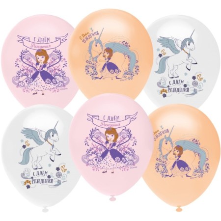 Latex ball 12 ’’ “Princess Sofia”, mix, pastel, 1 tbsp., 10 pcs.