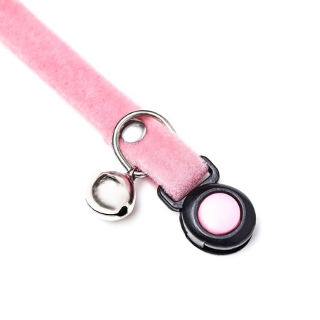 Soft cat collar with a bell, 30 x 1 cm, textiles, pink-6