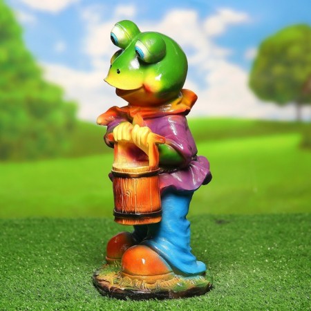 Garden figure "Frog with a bucket", mix, 34x18x15cm-3