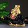 Piggy bank "Hotty on the buffalo" red gold, 22x44x37cm