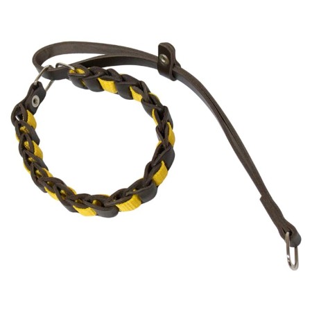 Collar- leather label with a sling "Zononic", Osh 34-40 x 2 cm, mix of flowers