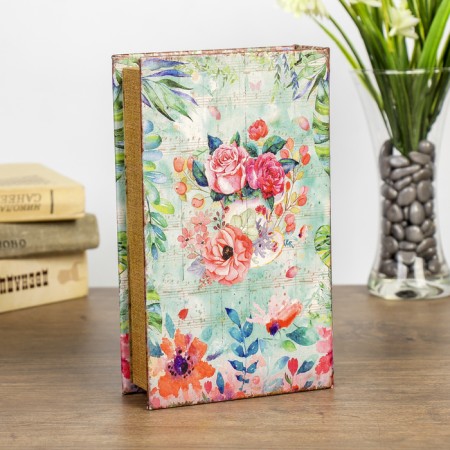 Safe-book wood "Flowers drawn by watercolor" leatherette 21x13x5 cm-4