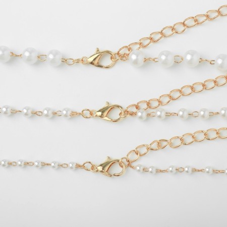 Beads with pearls "Olympia" trio, color gold, 45cm-4