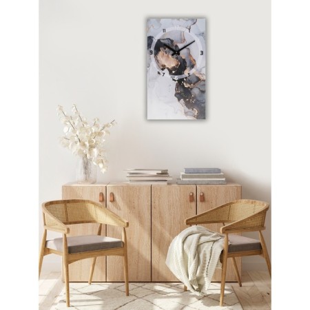 Carty clock is wall-mounted, interior "marble", 35 x 60 cm, on canvas, silent