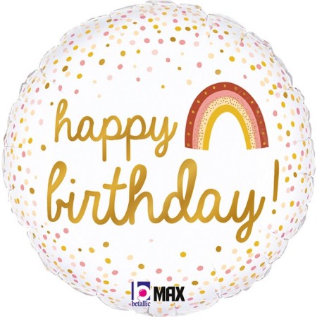 Foil ball 18 "Happy Birthday!", Rainbow Boho, Circle