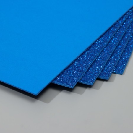A set of glitter foamiran (5 sheets) 2 mm, 20x30 cm, blue-2