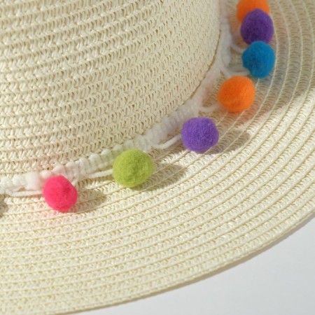 Women's hat with bombs, size 54-56, white color-1