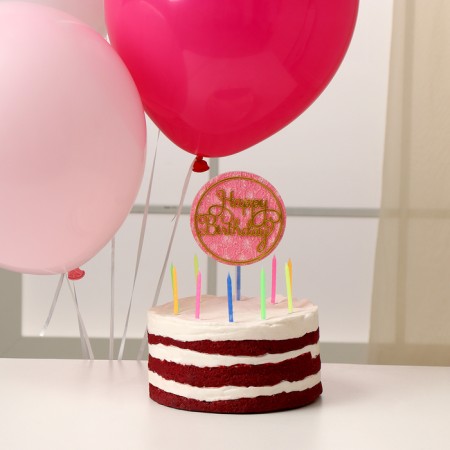 Set for decorating the table "Happy Birthday": candles, topper, balls, set 16 pcs in a set.-2