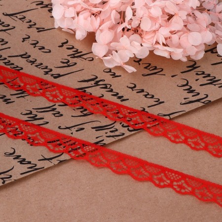 Capricon lace, 15 mm × 10 ± 1 m, color red No. 17-1