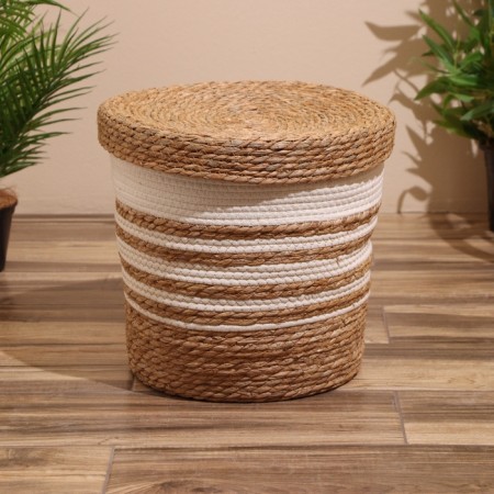 A set of wicker baskets with a lid, 3 pcs, 36x36x37 cm-2