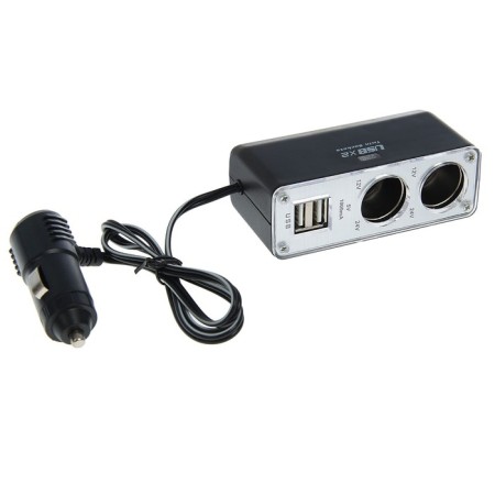 Torso cigarette lighter, 2 nests, 2 USB, 12/24 V, wire 65 cm