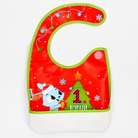 Bibslate bib “Bunny: 1 New Year” Solocent on Velcro, PVC, New Year's gift packaging, Kroshka I-6