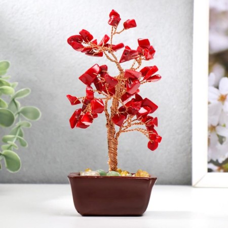 Bonsai souvenir 60 stones "Cash tree with rubies" 13x7x5 cm-2