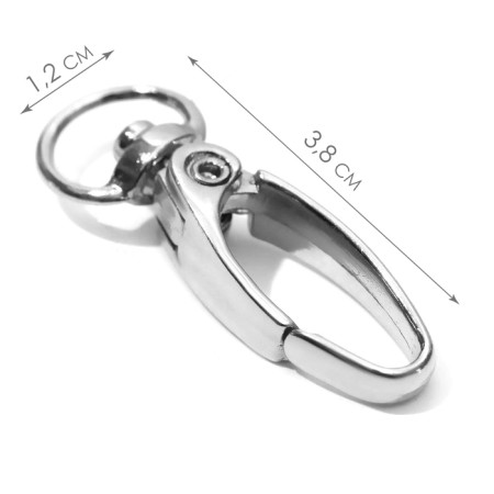 Metal carbine, 38 × 12 mm / 10 × 1 mm, 6 pcs, silver color-1
