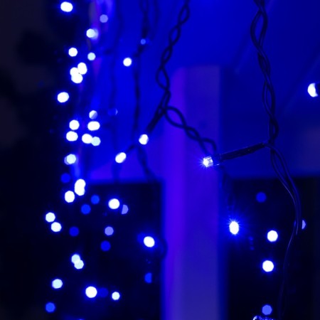 Garland "fringe" 3 × 0.6 m, IP44, UMS, dark thread, 160 LED, glow blue, white flicker, 220 V-2