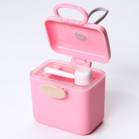 Container for storing baby food 150 ml., With a spoon, pink color-2