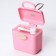 Container for storing baby food 150 ml., With a spoon, pink color