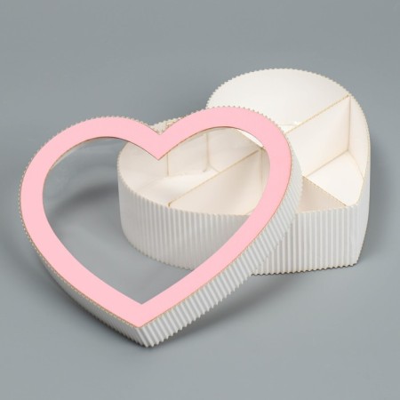 Gift box, confectionery packaging "Heart", pink 18 x 16.5 x 5 cm-1