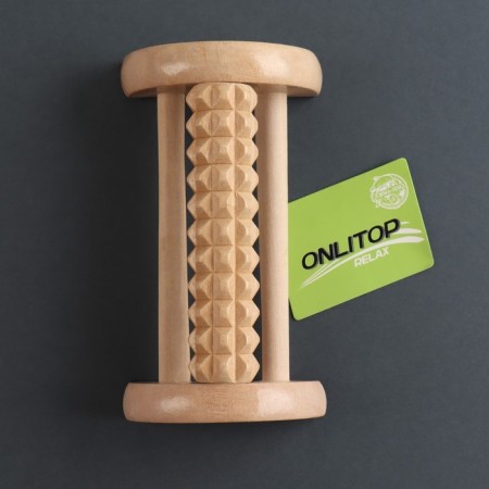 Foot massage with spikes, wooden, roller, 1 row, 14.5 × 7.8 × 4.5 cm-7