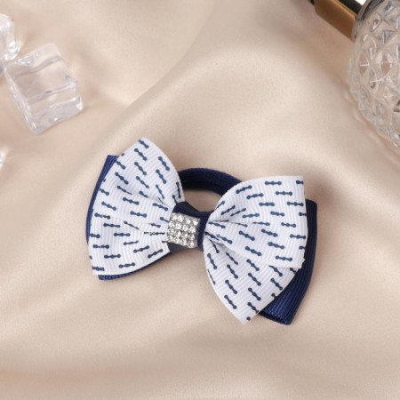 Hair elastic band "Schoolgirl" Bant Strochi, 6 cm, white and blue