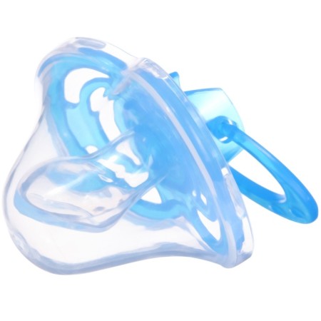 Nipple - orthodontic dummy, silicone, +6 months, “bow” with a cap, blue color-6