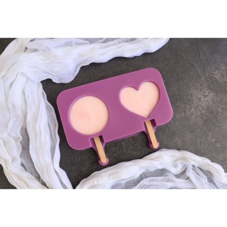 Ice Cream Form “Love”, silicone, 19.5 × 11 × 2.5 cm, 2 cells, with a lid and sticks (50 pcs), Mix color-12
