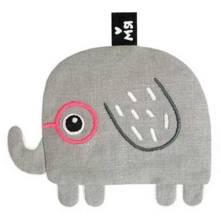 Developing toy "Elephant baby", with cherry bones, 12 cm