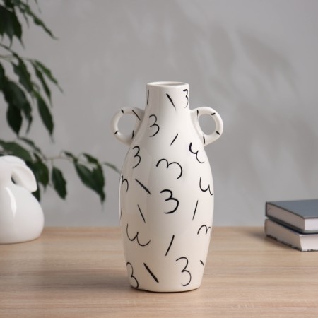 VAZA Ceramics Table "Picasso" (manual painting) curses, 24.5x9.5 cm, black and white 104550