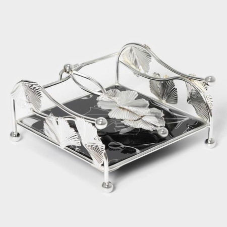 Napkin "flowers", 15 × 15 × 8.5, silver metal color