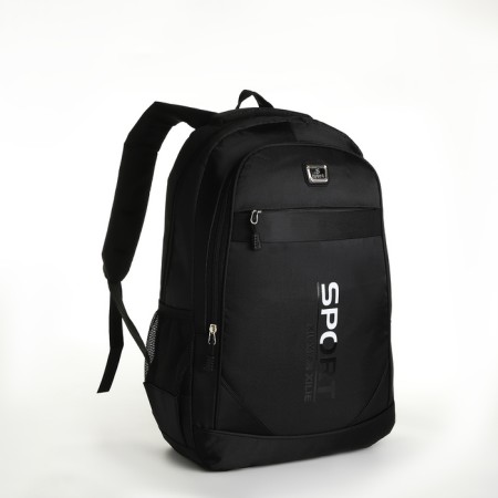 Young backpack from textiles on lightning, 4 pockets, black color-2