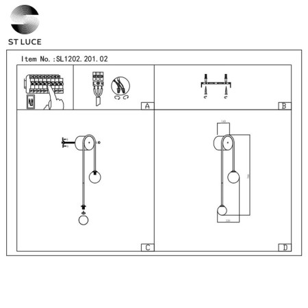 Wall lamp ST LUCE. SL1202.201.02. Adige. 2x40 watts, E27, 22x70 cm, golden color-4