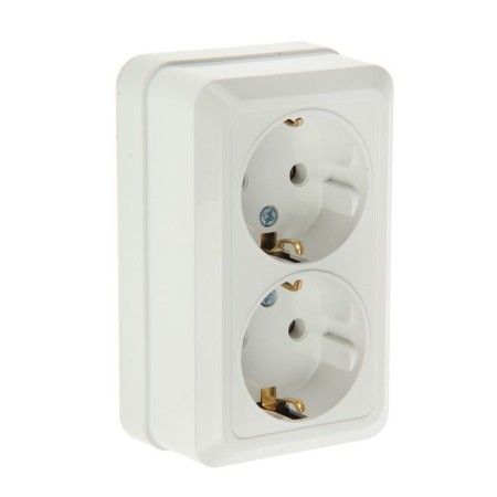 UNIVERSAL Olympus socket, 16 A, double, external, with salary, white