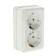 UNIVERSAL Olympus socket, 16 A, double, external, with salary, white