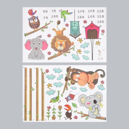 Sticker plastic interior color Rostomer "Beasts on a tree" set 2 sheets 45x30 cm-1